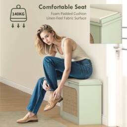 STILVORA Shoe Bench with Flip Drawer & Padded Seat in Green - thumbnail 7