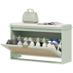 STILVORA Shoe Bench with Flip Drawer & Padded Seat in Green - thumbnail 5
