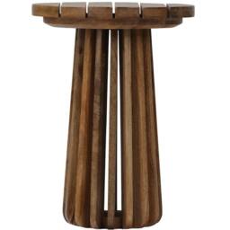 Jaipur Furniture Ltd Slatted Round Side Table - Mango Wood - L37 x W37 x H51 cm - Mango Light Finish in Brown - thumbnail 2