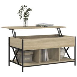 Berkfield Home Coffee Table Sonoma Oak 100x55x50 cm Engineered Wood & Metal in Brown - Size: 100 x 55 x 50 cm - thumbnail 4