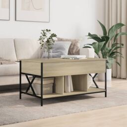 Berkfield Home Coffee Table Sonoma Oak 100x55x50 cm Engineered Wood & Metal in Brown - Size: 100 x 55 x 50 cm - thumbnail 3