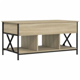Berkfield Home Coffee Table Sonoma Oak 100x55x50 cm Engineered Wood & Metal in Brown - Size: 100 x 55 x 50 cm - thumbnail 2