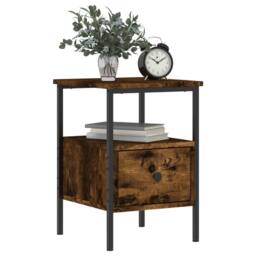 Berkfield Home Durable Bedside Cabinet Smoked Oak 34x36x50 cm Engineered Wood in Brown - Size: 34 x 36 x 50 cm - thumbnail 1