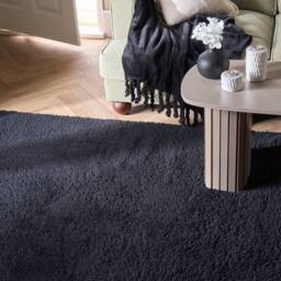 OHS Fluffy Teddy Rug Soft Floor Carpet Non Slip Area Mat in Black - Size: 160 cm x 230 cm - thumbnail 2