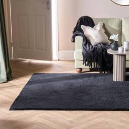 OHS Fluffy Teddy Rug Soft Floor Carpet Non Slip Area Mat in Black - Size: 160 cm x 230 cm - thumbnail 1