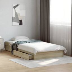 Berkfield Home Bed Frame with Drawers without Mattress Sonoma Oak 90x190 cm Single in Light Oak - thumbnail 2