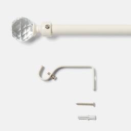 OHS Crystal Ball Finial Curtain Pole Extendable 16mm Metal Rod 120-220cm in Cream - Size: 120 cm - 210 cm - thumbnail 4