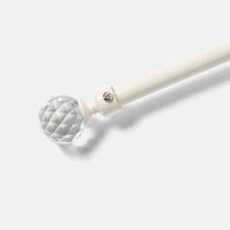 OHS Crystal Ball Finial Curtain Pole Extendable 16mm Metal Rod 120-220cm in Cream - Size: 120 cm - 210 cm - thumbnail 2