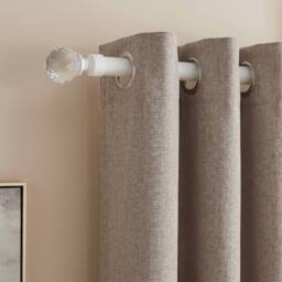 OHS Crystal Ball Finial Curtain Pole Extendable 16mm Metal Rod 120-220cm in Cream - Size: 120 cm - 210 cm - thumbnail 1