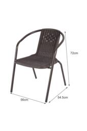 Living and Home PE Rattan Stacking Garden Chairs Set of 6 in Brown - thumbnail 2