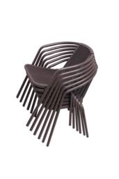Living and Home PE Rattan Stacking Garden Chairs Set of 6 in Brown - thumbnail 5