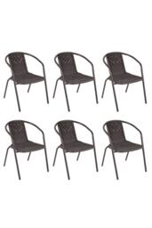 Living and Home PE Rattan Stacking Garden Chairs Set of 6 in Brown - thumbnail 6