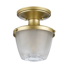 Loops 1 Bulb Flush Light IP44 Painted Natural Brass LED E27 60W Bulb in Metallics - thumbnail 2