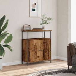 Berkfield Home Sideboard Old Wood 70x30x80 cm Engineered Wood in Brown - Size: 70 x 30 x 80 cm - thumbnail 3