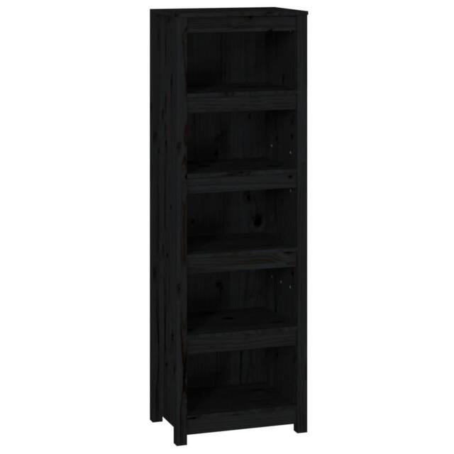 Berkfield Home Book Cabinet Black 50x35x154 cm Solid Wood Pine - Size: 50 x 35 x 154 cm - image 1