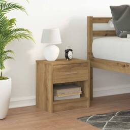 Berkfield Home Bedside Cabinet with Drawer Artisan Oak 39x28x41 cm in Brown - Size: 39 x 28 x 41 cm - thumbnail 3