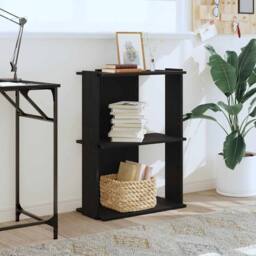 Berkfield Home Bookcase 3-Tier Black 60x30x80 cm Engineered Wood - Size: 60 x 30 x 80 cm - thumbnail 3