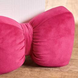 OHS Bow Shaped Weighted Matte Velvet Decorative Doorstop in Bright Pink - thumbnail 2