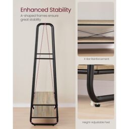 VASAGLE Heavy Duty Clothes Rail 2 Shelf Steel Frame 6 S Hooks in Camel - thumbnail 4