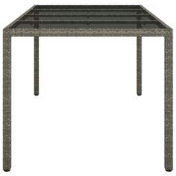 Berkfield Home Garden Table Grey 190x90x75 cm Tempered Glass & Poly Rattan - Size: 190 x 90 x 75 cm - thumbnail 4
