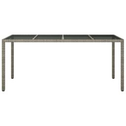 Berkfield Home Garden Table Grey 190x90x75 cm Tempered Glass & Poly Rattan - Size: 190 x 90 x 75 cm - thumbnail 3