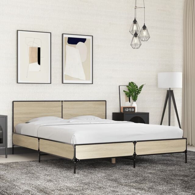 Berkfield Home Bed Frame without Mattress Sonoma Oak 160x200 cm in Brown - image 1