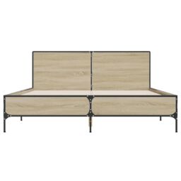 Berkfield Home Bed Frame without Mattress Sonoma Oak 160x200 cm in Brown - thumbnail 4