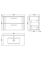 Balterley Wall Hung 2 Drawers Vanity Unit - Minimalist Basin 800mm, Satin White - thumbnail 7