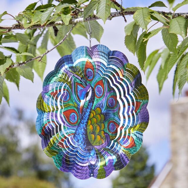 mysmartbuy Peacock Spinner - 30 cm Stainless Steel Garden Spinner with Holographic Effect in Blue - image 1