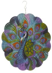 mysmartbuy Peacock Spinner - 30 cm Stainless Steel Garden Spinner with Holographic Effect in Blue - thumbnail 3