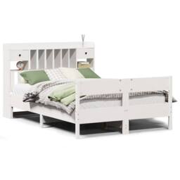 Berkfield Home Decorative Bookcase Bed without Mattress White 140x190cm Solid Wo - Size: 140x190 cm - thumbnail 3