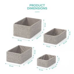 LIVIVO Paper Rope Woven Baskets Set of 4 Grey Stackable Storage Organiser Bins for Home Office Bathroom - thumbnail 6