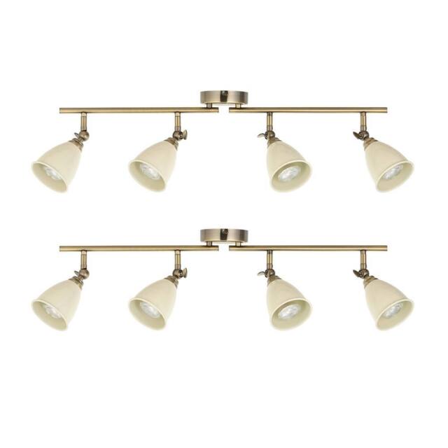 First Choice Lighting Set of 2 Lincoln - Antique Brass & Cream 4 Way Ceiling Spotlights in Bronze - image 1