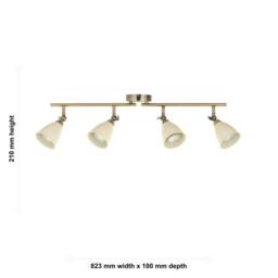 First Choice Lighting Set of 2 Lincoln - Antique Brass & Cream 4 Way Ceiling Spotlights in Bronze - thumbnail 4