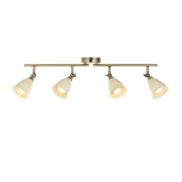 First Choice Lighting Set of 2 Lincoln - Antique Brass & Cream 4 Way Ceiling Spotlights in Bronze - thumbnail 3