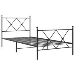 Berkfield Home Metal Bed Frame without Mattress with Footboard Black 90x200cm - Size: 90x200 cm - thumbnail 3
