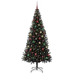 Berkfield Home Christmas Tree with 300 LEDs with Stand Black 210 cm PVC - thumbnail 3