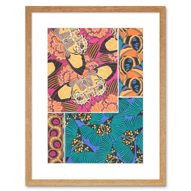 "Artery8 Wall Art Print Butterflies Wings Colourful Collage Art Framed 9x7 inch in Beige - Size: W7"" x H9""" - image 1