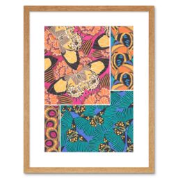 "Artery8 Wall Art Print Butterflies Wings Colourful Collage Art Framed 9x7 inch in Beige - Size: W7"" x H9""" - thumbnail 1