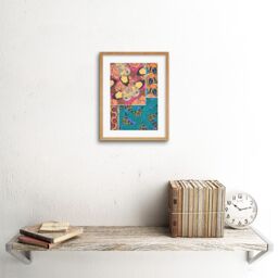 "Artery8 Wall Art Print Butterflies Wings Colourful Collage Art Framed 9x7 inch in Beige - Size: W7"" x H9""" - thumbnail 2