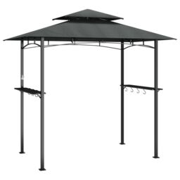 Berkfield Home BBQ Gazebo with Side Shelves Anthracite 240x150x243 cm Steel in Black - Size: 240 x 150 x 243 cm - thumbnail 2