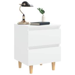 Berkfield Home Bed Cabinet with Solid Pinewood Legs White 40x35x50 cm - Size: 40 x 35 x 50 cm - thumbnail 6