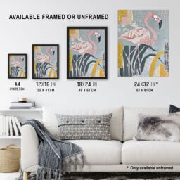 "Artery8 Flamingo Bird Pastel Colour Nature Design Wall Art Print in Pink - Size: W12"" x H16""" - thumbnail 3
