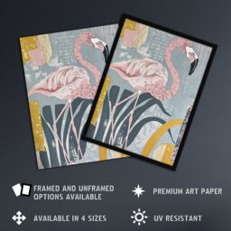 "Artery8 Flamingo Bird Pastel Colour Nature Design Wall Art Print in Pink - Size: W12"" x H16""" - thumbnail 2