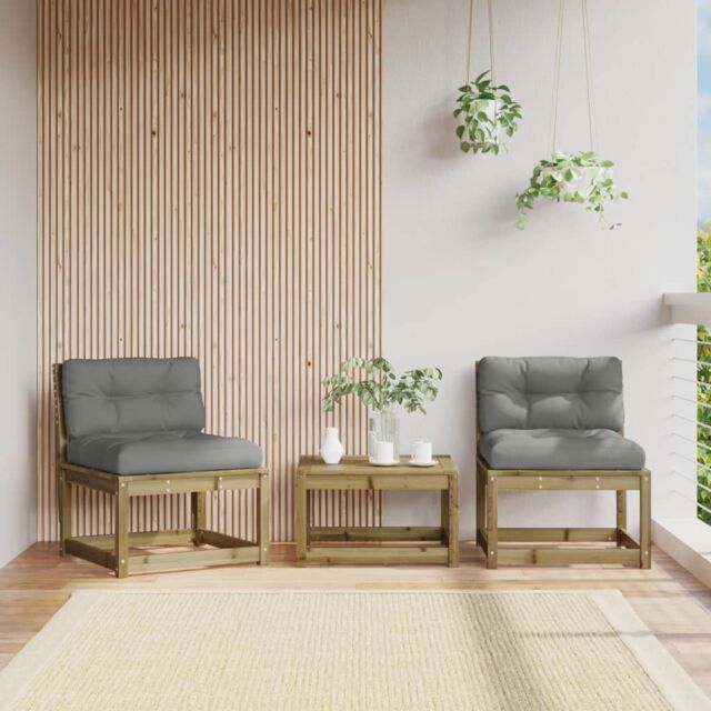 Berkfield Home Garden Sofas with Cushions 2pcs Impregnated Wood Pine in Brown - image 1
