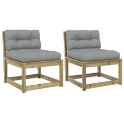 Berkfield Home Garden Sofas with Cushions 2pcs Impregnated Wood Pine in Brown - thumbnail 2