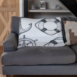 Benjamin Tate Design Anchor & Wheel Blanket in Natural - Size: 120 cm x 150 cm - thumbnail 2