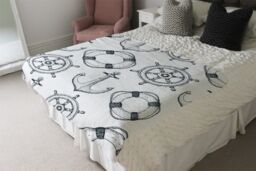 Benjamin Tate Design Anchor & Wheel Blanket in Natural - Size: 120 cm x 150 cm - thumbnail 3