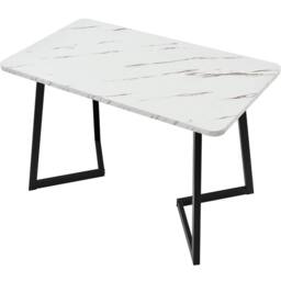 ERGOVEXA Rectangular Dining Table Marble Effect Table Top Kitchen Table in White - thumbnail 3