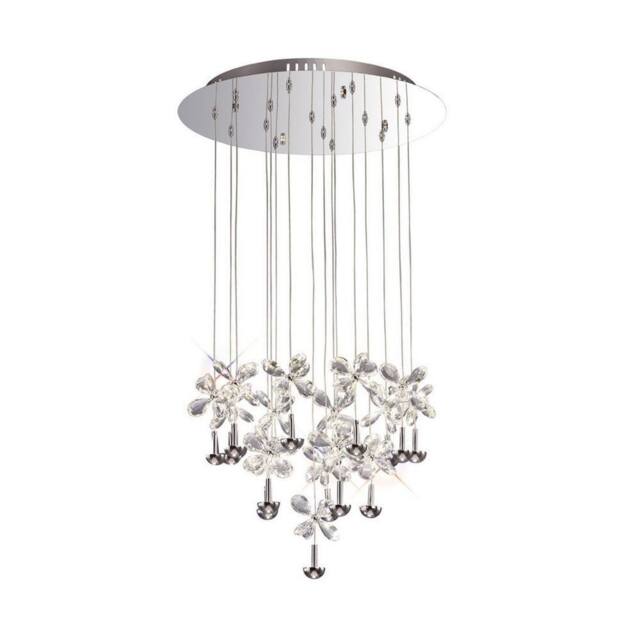 Netlighting Aviva Ceiling Cluster Pendant Round 16 Light 4000K LED Chrome Crystal in Grey - image 1